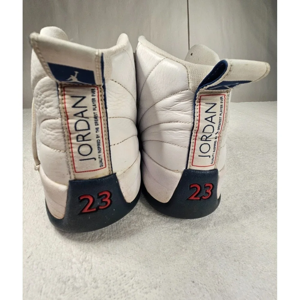 Jordan 12 Retro White Blue Men's Size 12 Basketball Sneakers Shoes